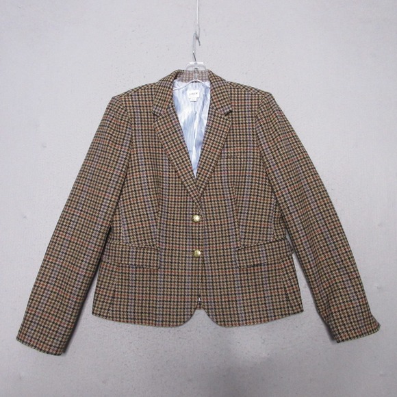 J Crew Factory School Boy Blazer 12 Plaid Houndstooth Wool Blend Academia Preppy